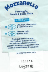 ETICHETTA nei latticini e formaggi